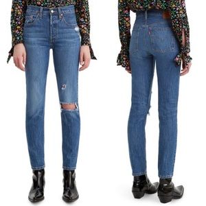 Levi’s 501 ripped high rise ankle jean